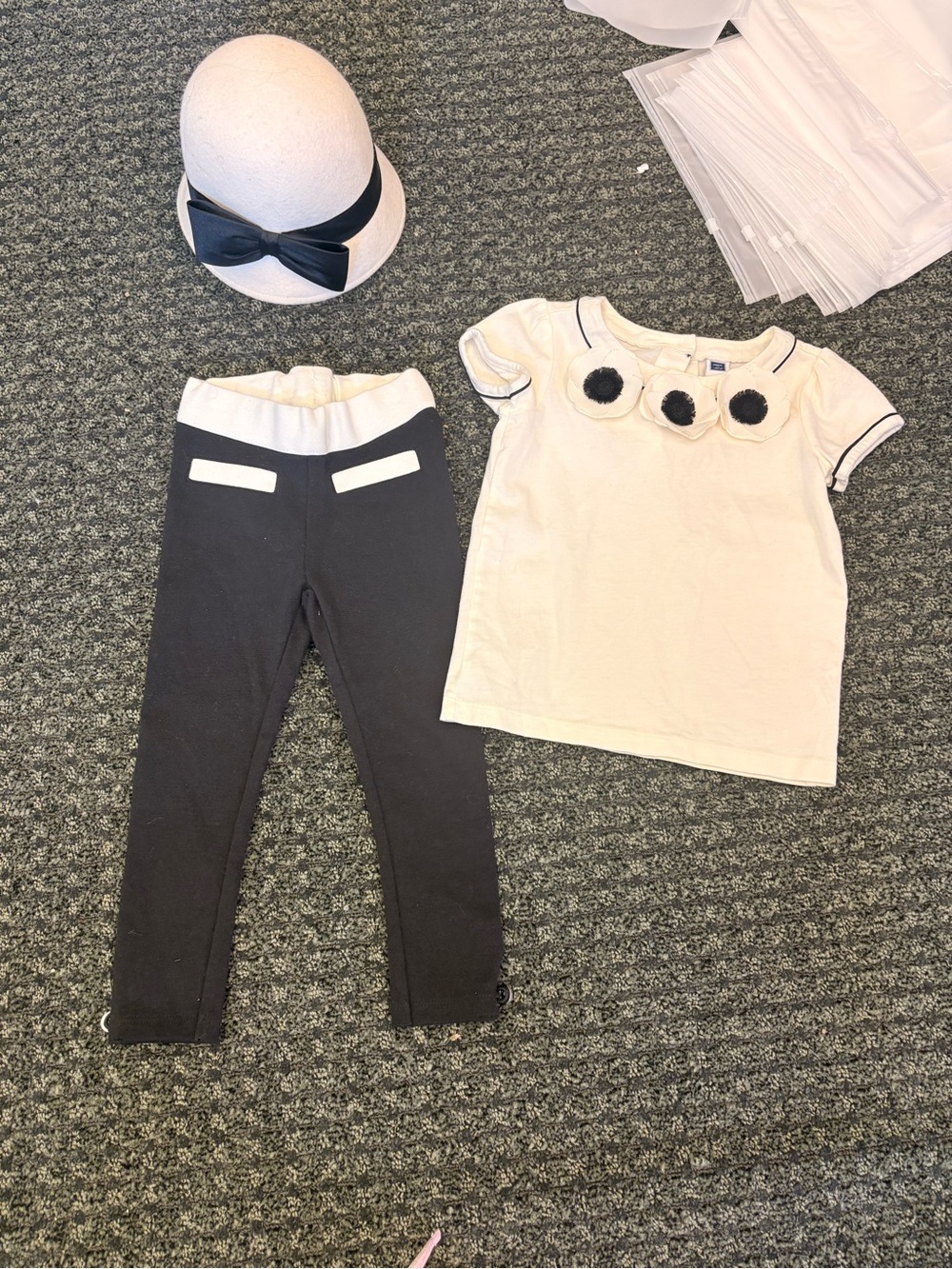 Janie and Jack Toddler Girls Black & White Dressy Outfit Set w Hat Size 2T Top 4